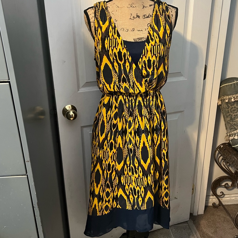 Princess-Vera Wang, Medium, Blue and Yellow, Asymmetrical Dress